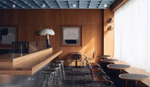 Cafe dengan konsep vintage modern, menggabungkan furnitur klasik dengan sentuhan kontemporer